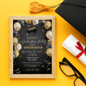 Einladung zur Black and Gold Balloon Graduation Pa