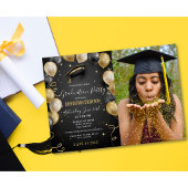 Einladung zur Black and Gold Balloon Graduation Pa