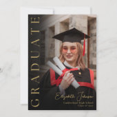 Einladung zur Black and Gold Foto Graduation Party (Vorderseite)