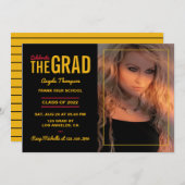 Einladung zur Black and Gold Graduation Party (Vorne/Hinten)