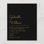 Einladung zur Black and Gold Script-Hochzeit (Vorderseite)