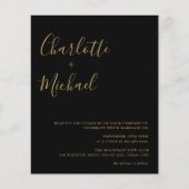 Einladung zur Black and Gold Script-Hochzeit (Vorderseite)