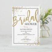 Einladung zur Black and Gold Sparkle Bridal Dusche (Stehend Vorderseite)