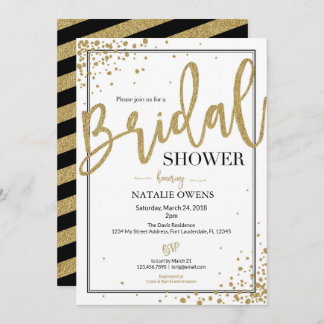 Einladung zur Black and Gold Sparkle Bridal Dusche