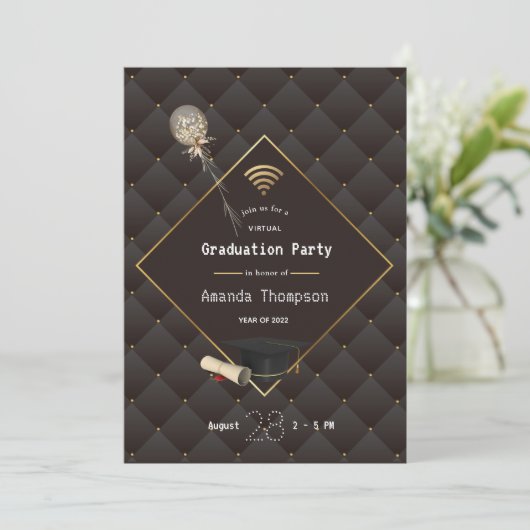Einladung zur Black and Gold Virtual Graduation Pa (Stehend Vorderseite)