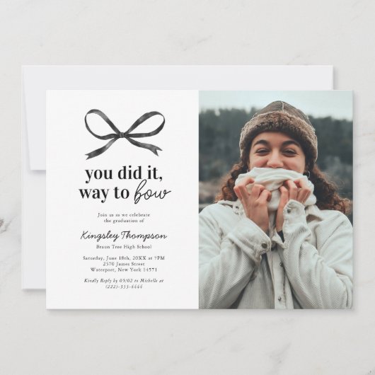 Einladung zur Black Bow Graduation Party (Vorderseite)