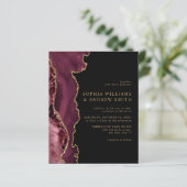 Einladung zur Black & Burgund Gold Hochzeit (Stehend Vorderseite)