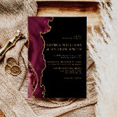 Einladung zur Black & Burgund Gold Hochzeit