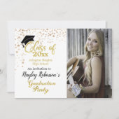 Einladung zur Black Cap Foto Graduation Party (Vorderseite)