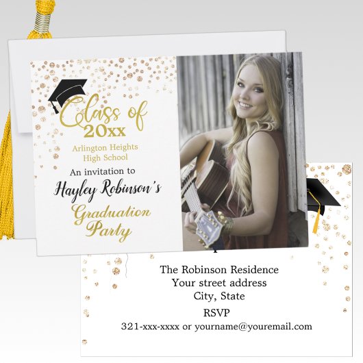 Einladung zur Black Cap Foto Graduation Party