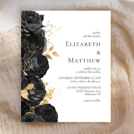 Einladung zur Black Gold Floral Hochzeit