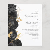 Einladung zur Black Gold Floral Hochzeit (Vorderseite)