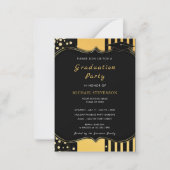 Einladung zur Black Gold Frame Chic Graduation Par (Vorderseite)