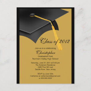 Einladung zur Black Gold Grad Cap Graduation Party
