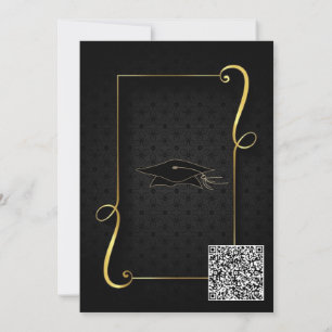 Einladung zur Black Gold Graduation Party und QR C