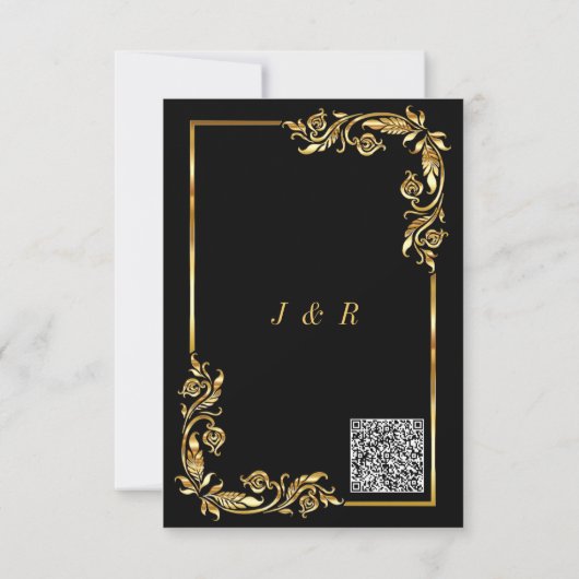Einladung zur Black Gold Hochzeit mit Ihrem QR-Cod (Rückseite)