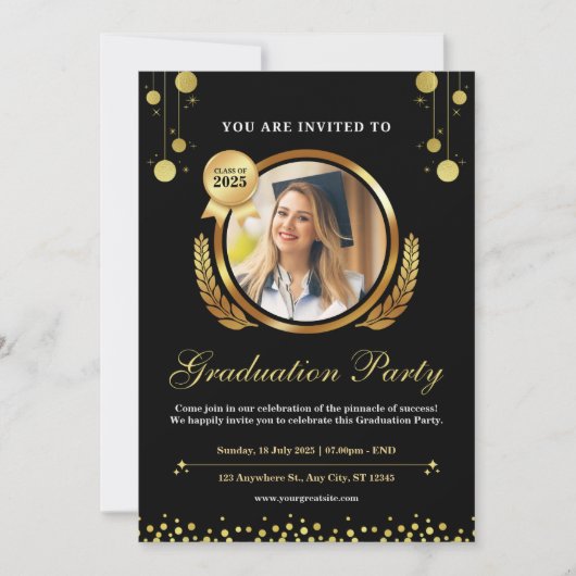 Einladung zur Black & Gold Party (Vorderseite)