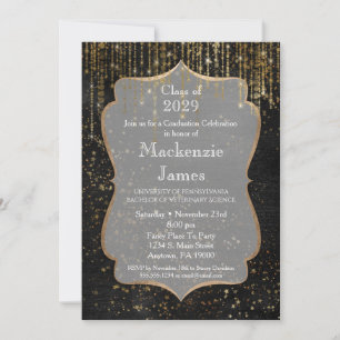Einladung zur Black Gold Star Bling Graduation Par
