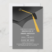 Einladung zur Black Grad Cap Gray Graduation Party (Vorderseite)