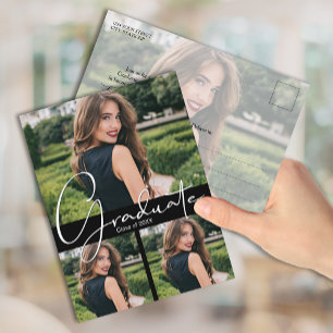 Einladung zur Black Graduation Party für Vertikal  Postkarte