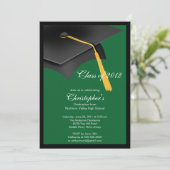 Einladung zur Black Green Grad Graduation Party (Stehend Vorderseite)