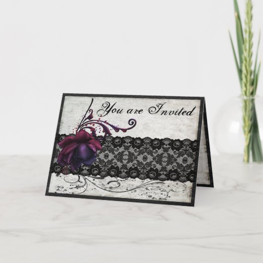 Einladung zur Black Lace Hochzeit (Vorderseite)