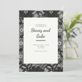 Einladung zur Black Lace Hochzeit (Stehend Vorderseite)