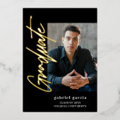 Einladung zur Black Modern Script Graduation Party (Vorderseite)