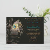 Einladung zur Black Peackock Hochzeit (Stehend Vorderseite)