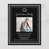 Einladung zur Black Silver Foto Graduation Party (Vorderseite)