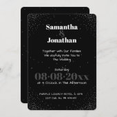 Einladung zur Black Simple Night Sky Hochzeit (Vorne/Hinten)