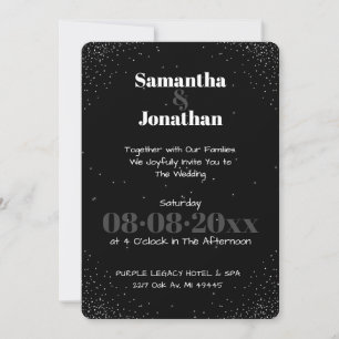Einladung zur Black Simple Night Sky Hochzeit