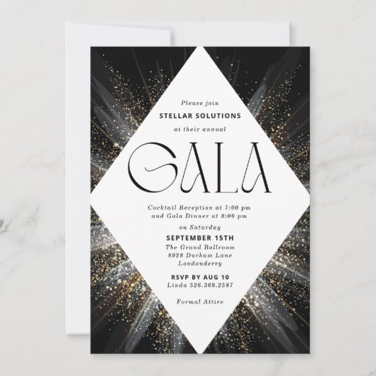 Einladung zur Black-Tie-Gala funkelt (Vorderseite)
