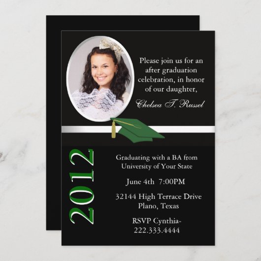 Einladung zur Black, White & Green Graduation Part (Vorne/Hinten)