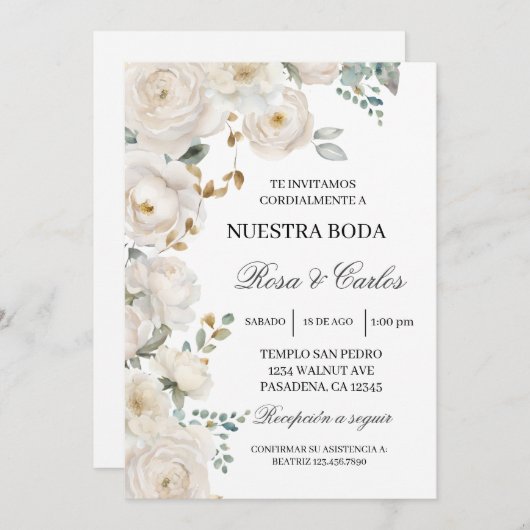 Einladung zur Blanca de Flor (Vorne/Hinten)