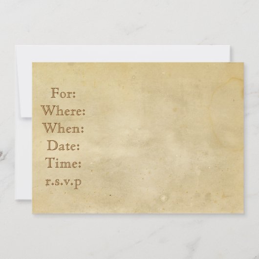 Einladung zur Blank Antique Theme Party (Rückseite)