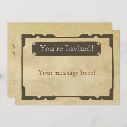 Einladung zur Blank Antique Theme Party (Vorne/Hinten)