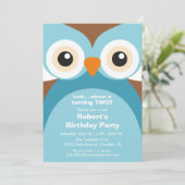 Einladung zur Blaue Lila Eule zum Geburtstag (Stehend Vorderseite)