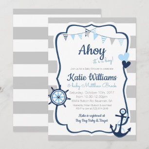 Einladung zur Blauen Babydusche des Anchors