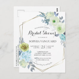 Einladung zur Blauen Blumendusche Postkarte