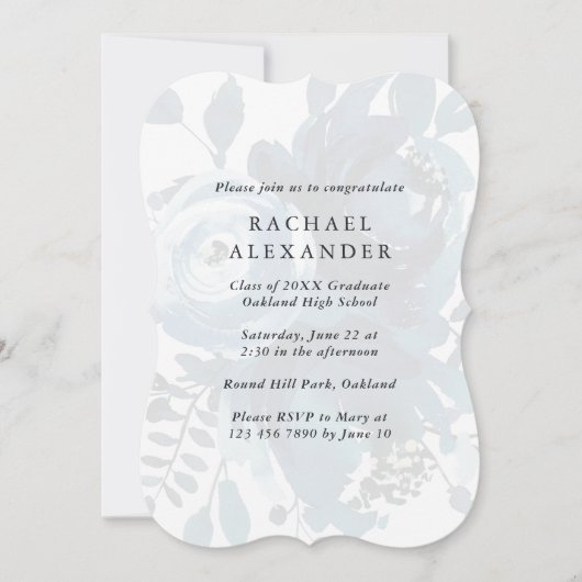 Einladung zur Blauen Blütenschülerparty (Vorderseite)