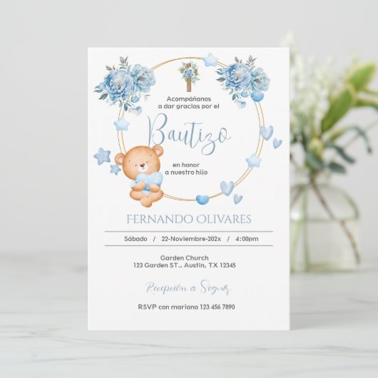 Einladung zur Blauen Flora-Taufe (Stehend Vorderseite)