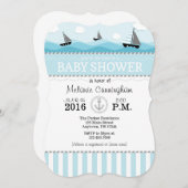 Einladung zur Blauen Nautical Baby-Dusche (Vorne/Hinten)