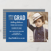 Einladung zur Blauen und Grauen Graduiertenparty (Vorne/Hinten)