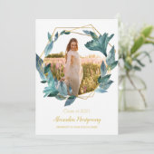 Einladung zur Blauer Foto (Stehend Vorderseite)