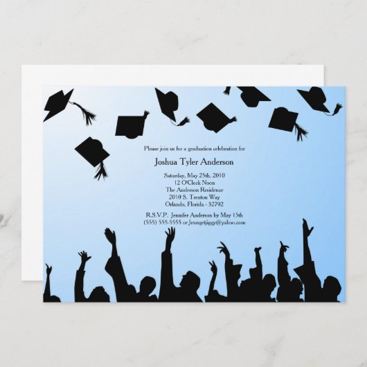 Einladung zur Blue Black Silhouette Graduation Par (Vorne/Hinten)