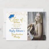 Einladung zur Blue Cap Foto Graduation Party (Vorderseite)