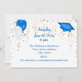 Einladung zur Blue Cap Foto Graduation Party (Rückseite)