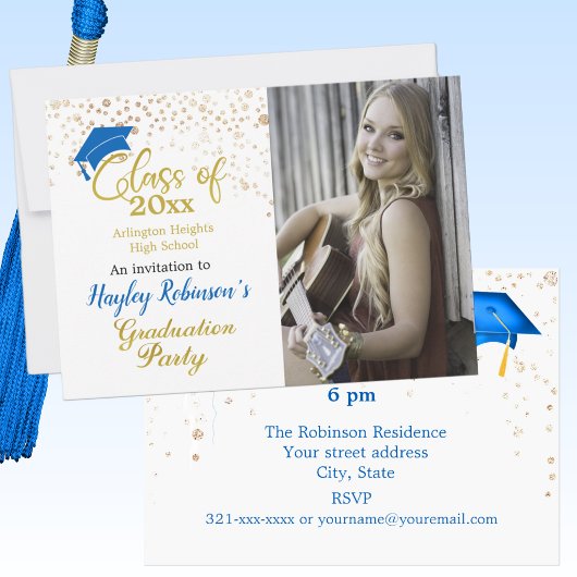 Einladung zur Blue Cap Foto Graduation Party
