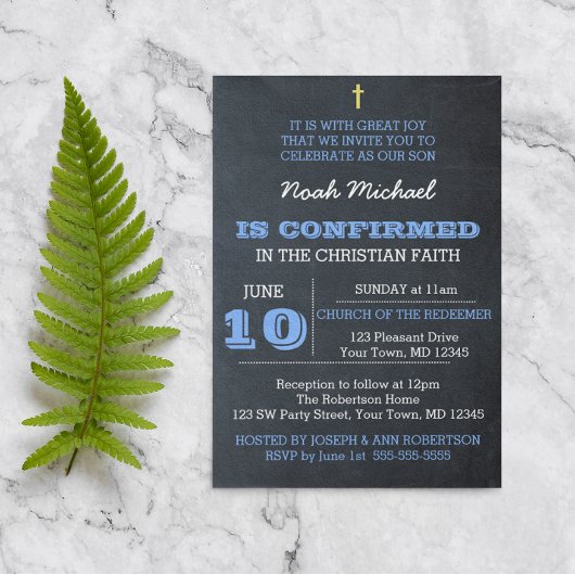 Einladung zur Blue Confirmation von Chalkboard